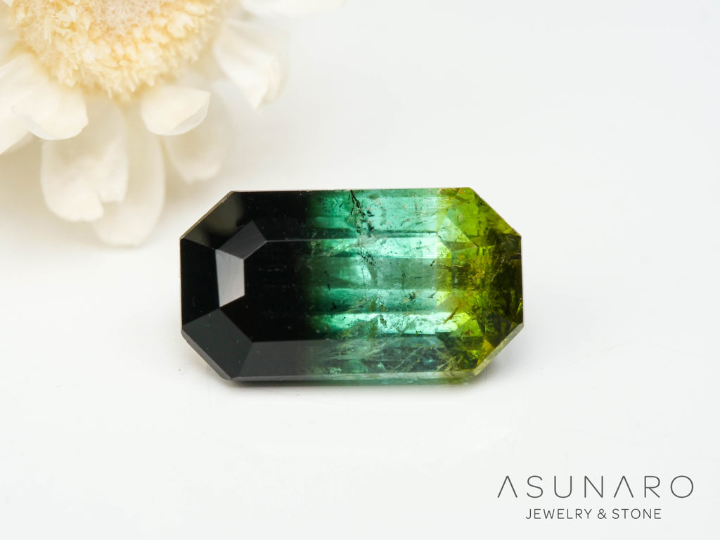 パーティーカラードトルマリン　エメラルドカット　アフガニスタン産　1.25ct【250313-2796】