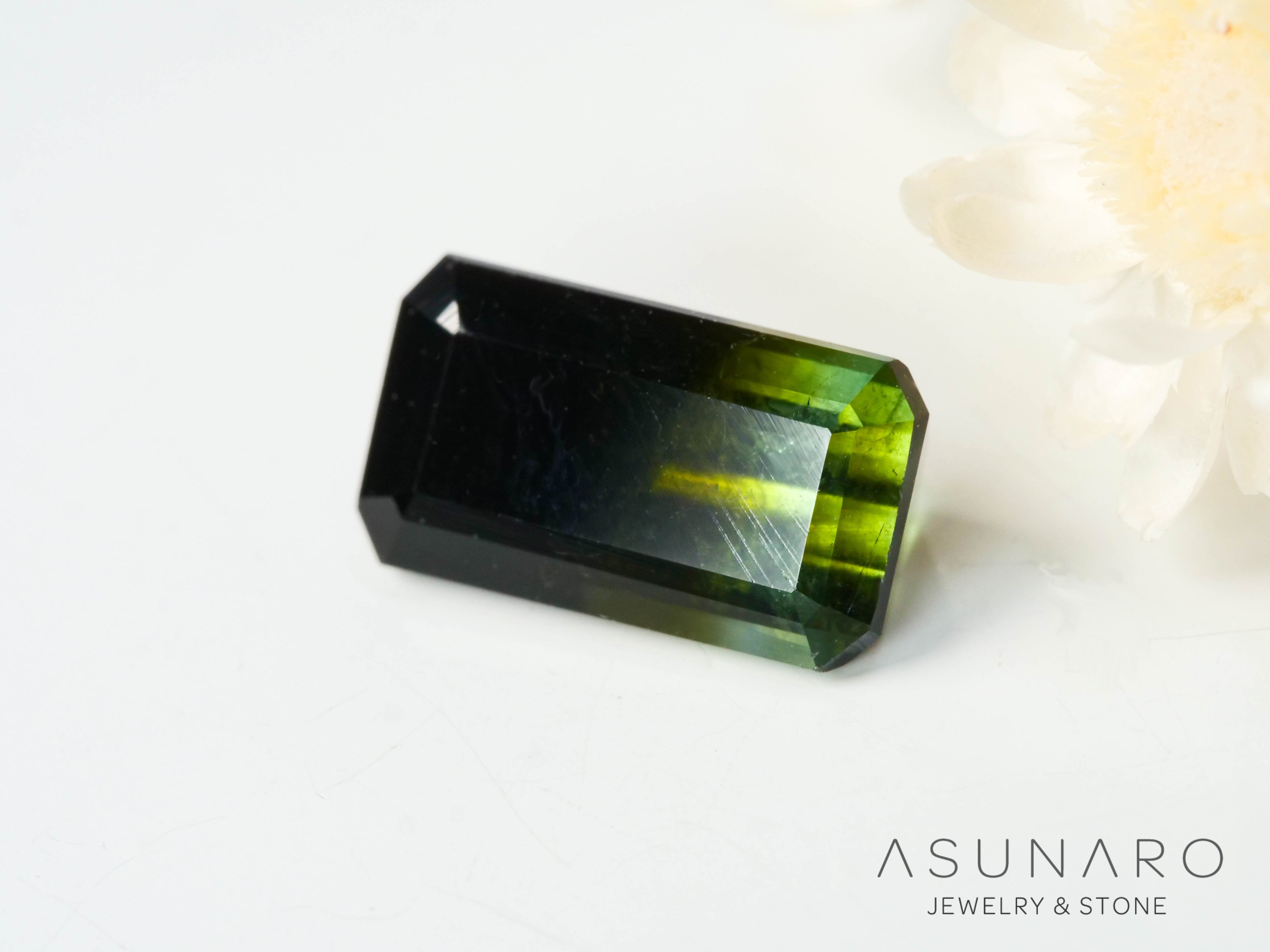 パーティーカラードトルマリン　エメラルドカット　アフガニスタン産　1.31ct【250313-2798】