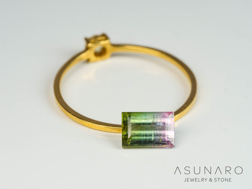 桜餅バイカラートルマリン　スクエアカット　アフガニスタン産　0.85ct【250409-2839】