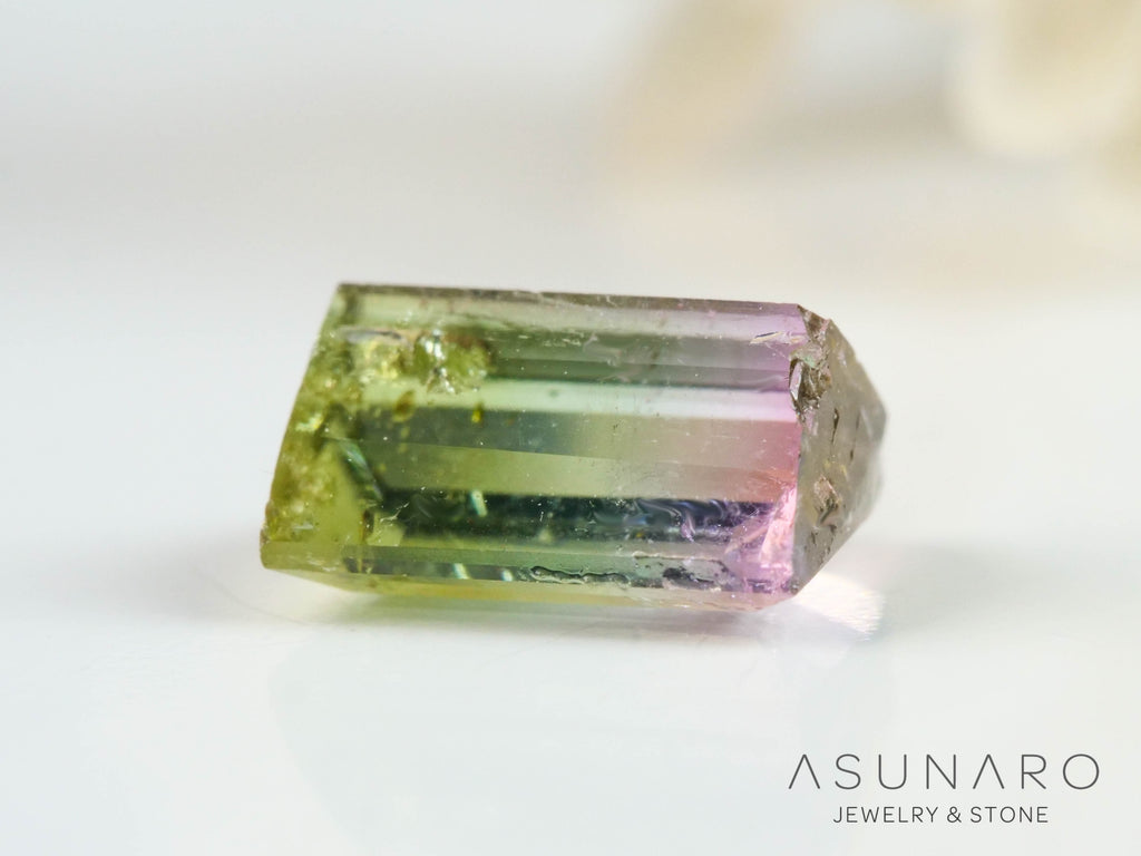 桜餅バイカラートルマリン　スクエアカット　アフガニスタン産　0.83ct【250409-2840】