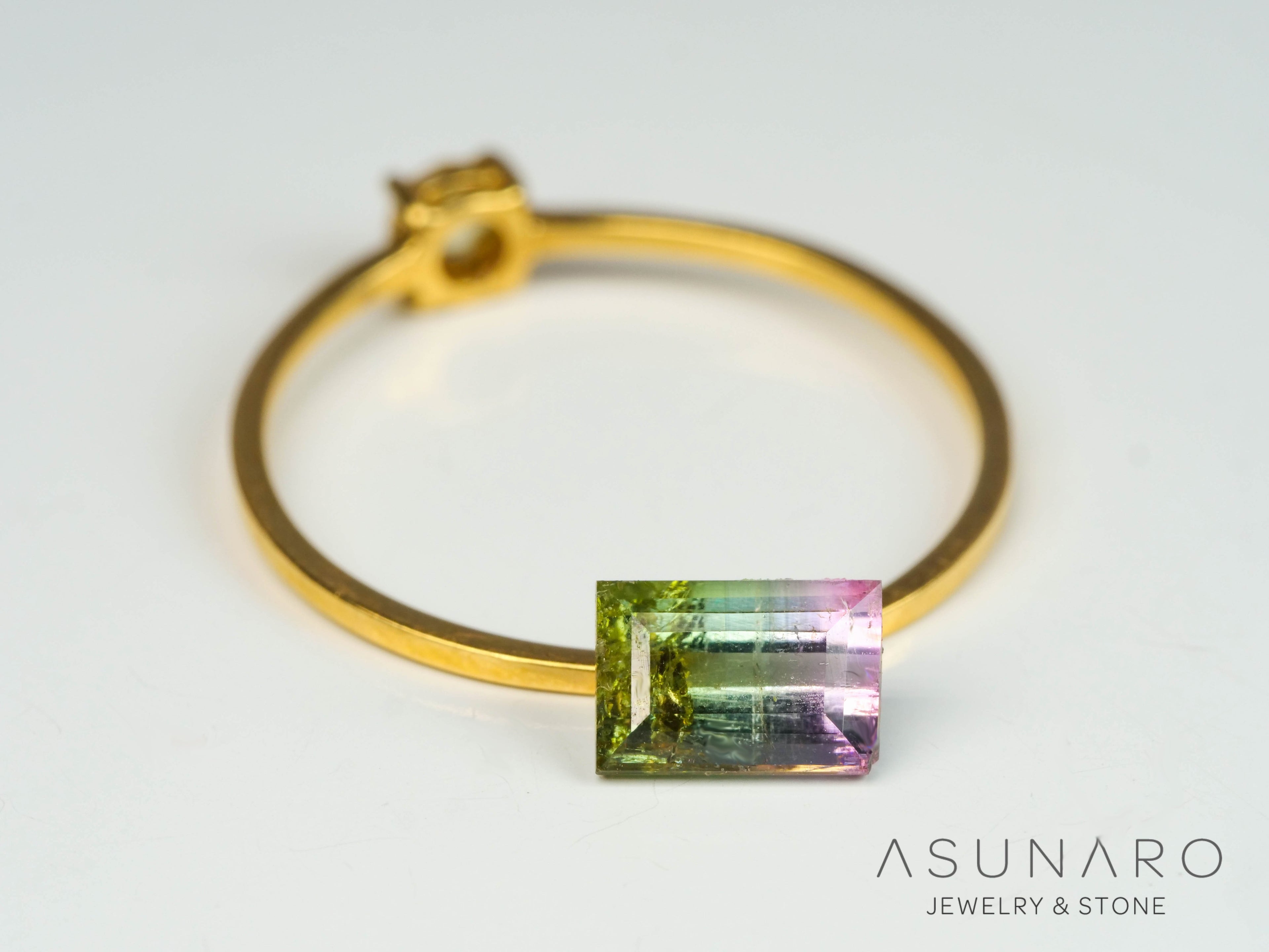 桜餅バイカラートルマリン　スクエアカット　アフガニスタン産　0.83ct【250409-2840】