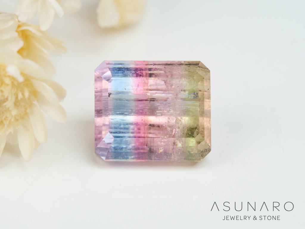 パーティーカラードトルマリン　エメラルドカット　アフガニスタン産　3.29ct【250409-2843】