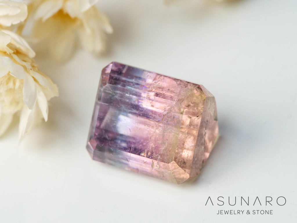 パーティーカラードトルマリン　エメラルドカット　アフガニスタン産　3.29ct【250409-2843】