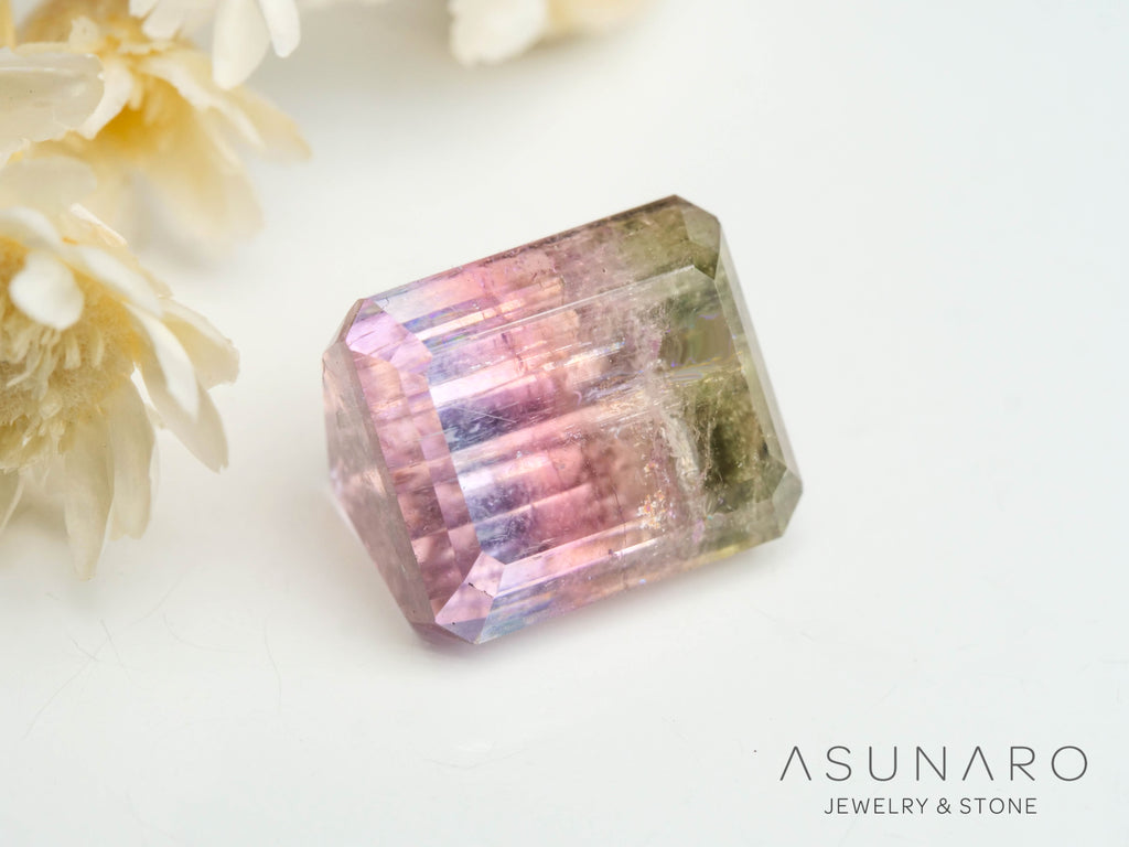 パーティーカラードトルマリン　エメラルドカット　アフガニスタン産　3.29ct【250409-2843】