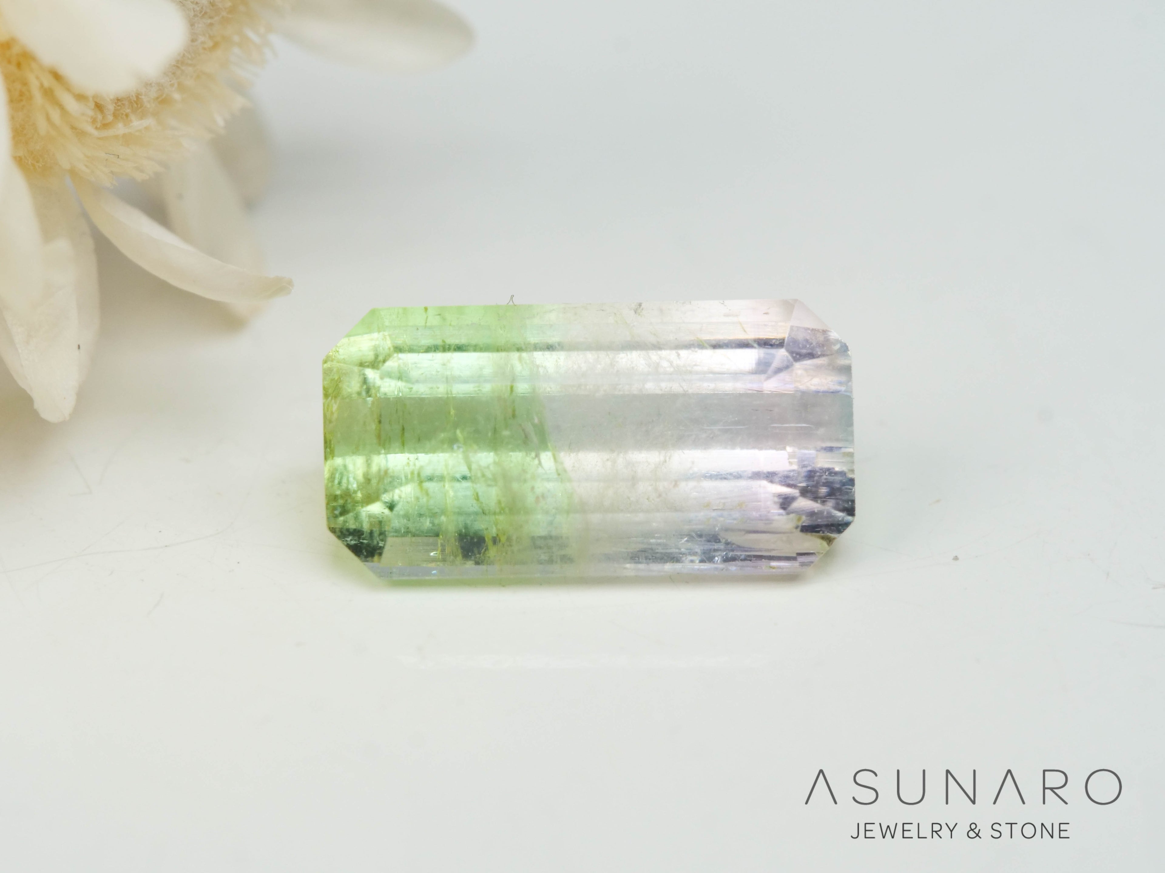 バイカラートルマリン　エメラルドカット　アフガニスタン産　0.80ct【250409-2856】