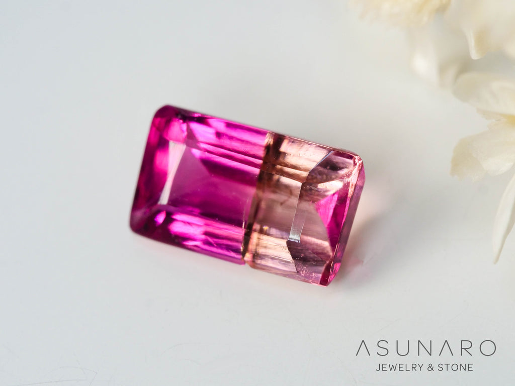 バイカラートルマリン　スクエアカット　アフガニスタン産　0.94ct【250818-2865】