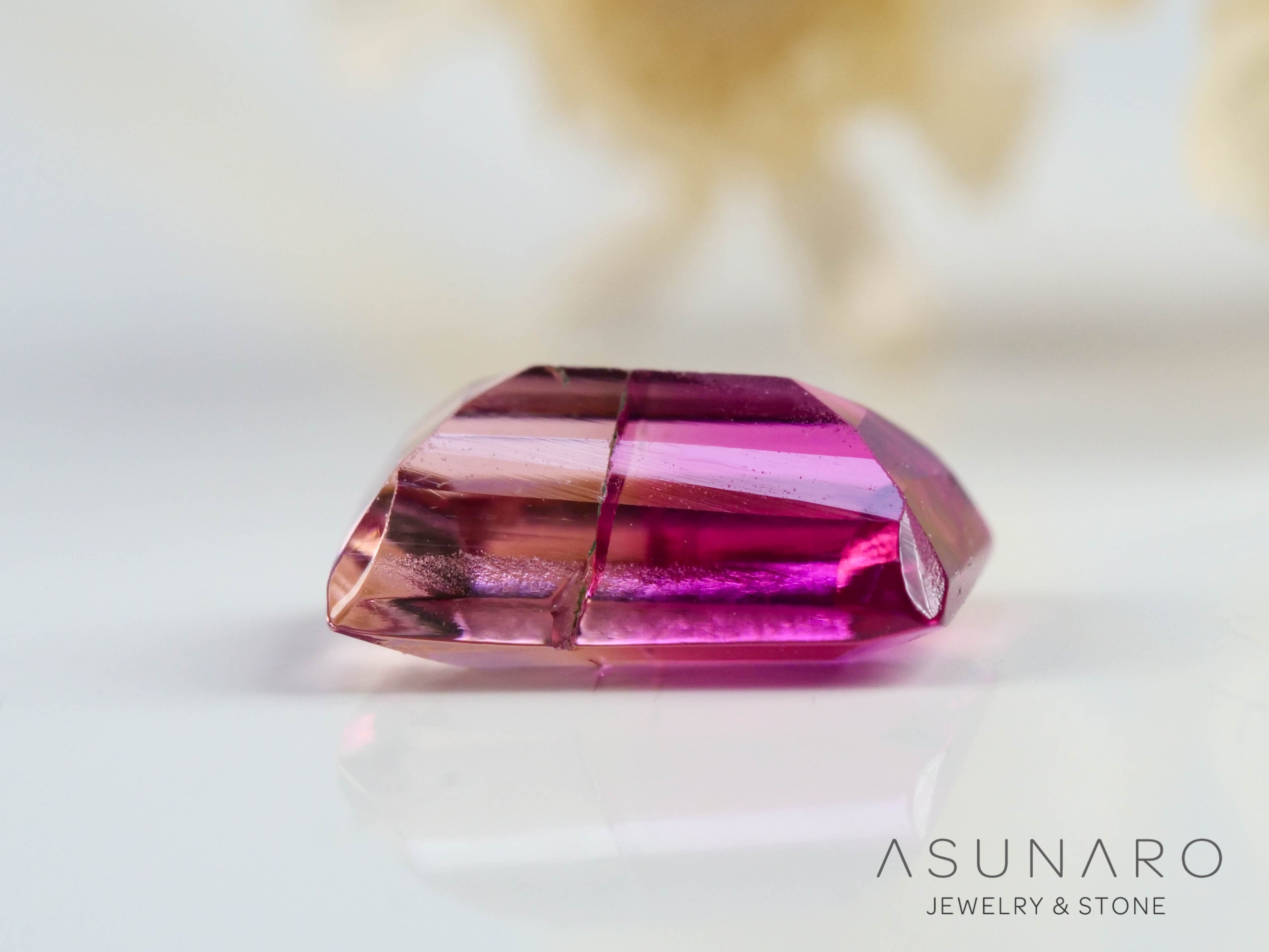 バイカラートルマリン　スクエアカット　アフガニスタン産　0.94ct【250818-2865】