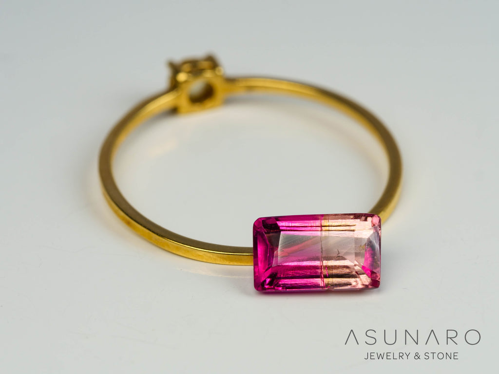 バイカラートルマリン　スクエアカット　アフガニスタン産　0.94ct【250818-2865】