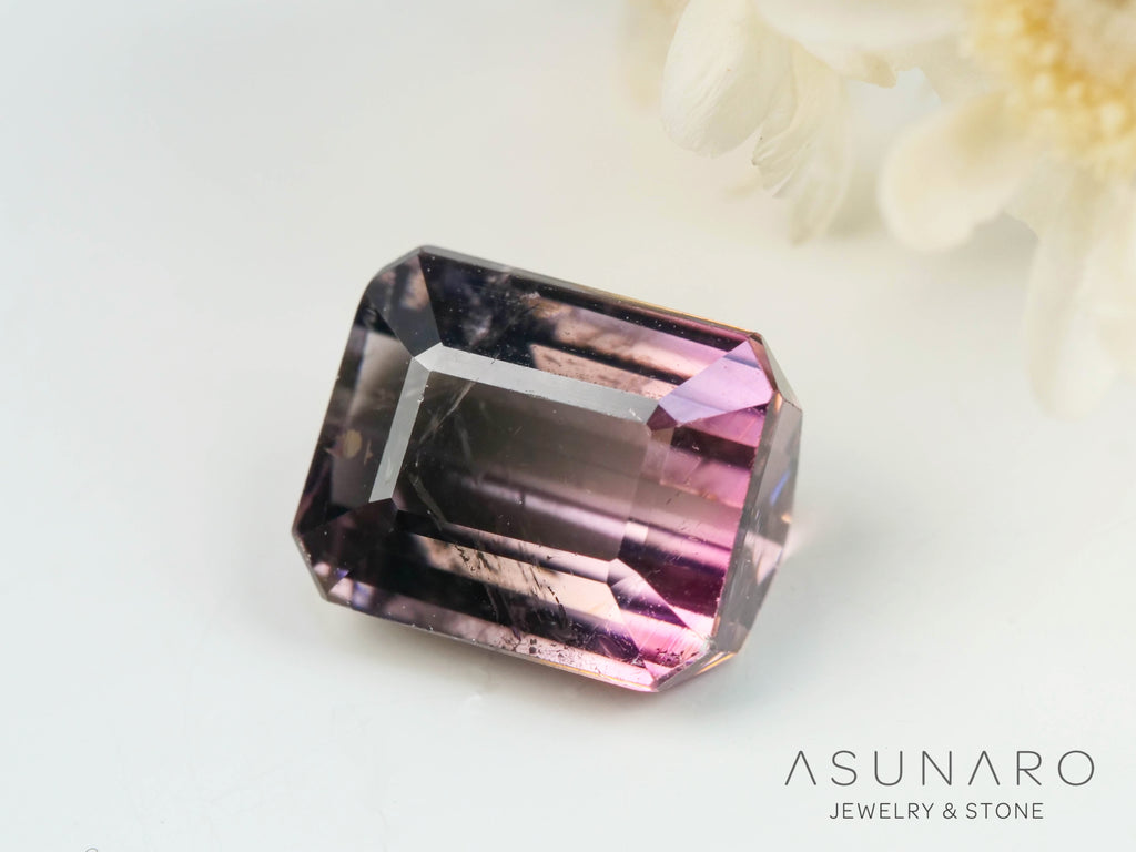 バイカラートルマリン　エメラルドカット　アフガニスタン産　1.36ct【250818-2868】