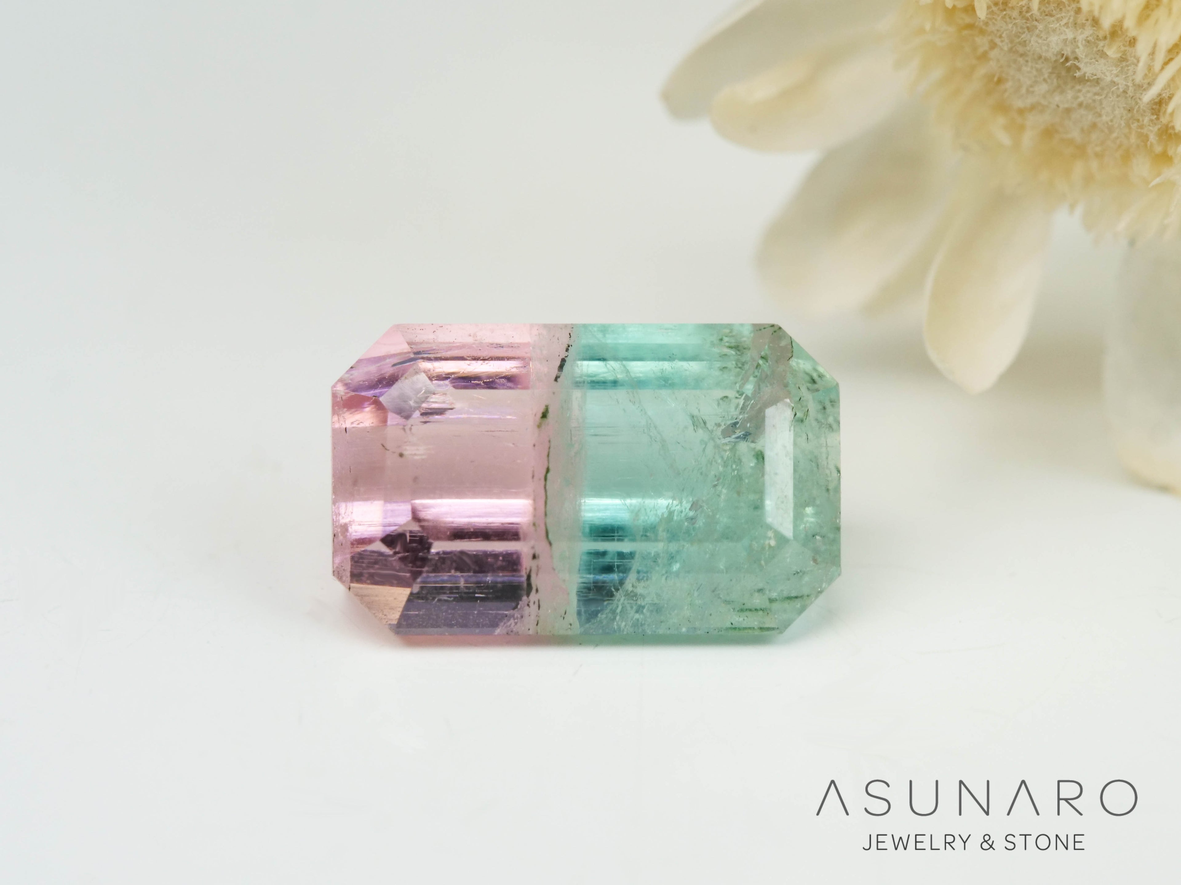 バイカラートルマリン　エメラルドカット　アフガニスタン産　0.67ct【250818-2880】