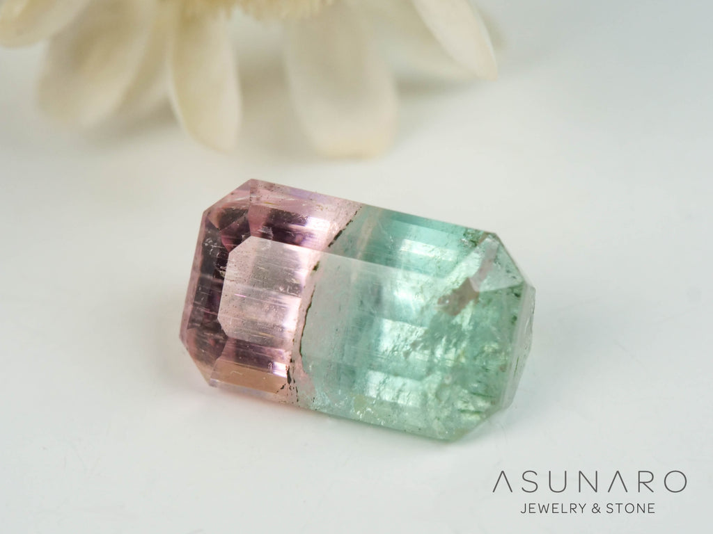 バイカラートルマリン　エメラルドカット　アフガニスタン産　0.67ct【250818-2880】