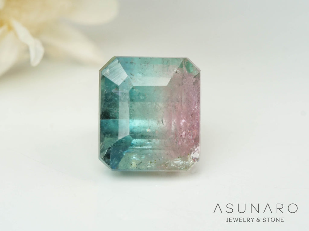 バイカラートルマリン　エメラルドカット　アフガニスタン産　1.37ct【250818-2881】
