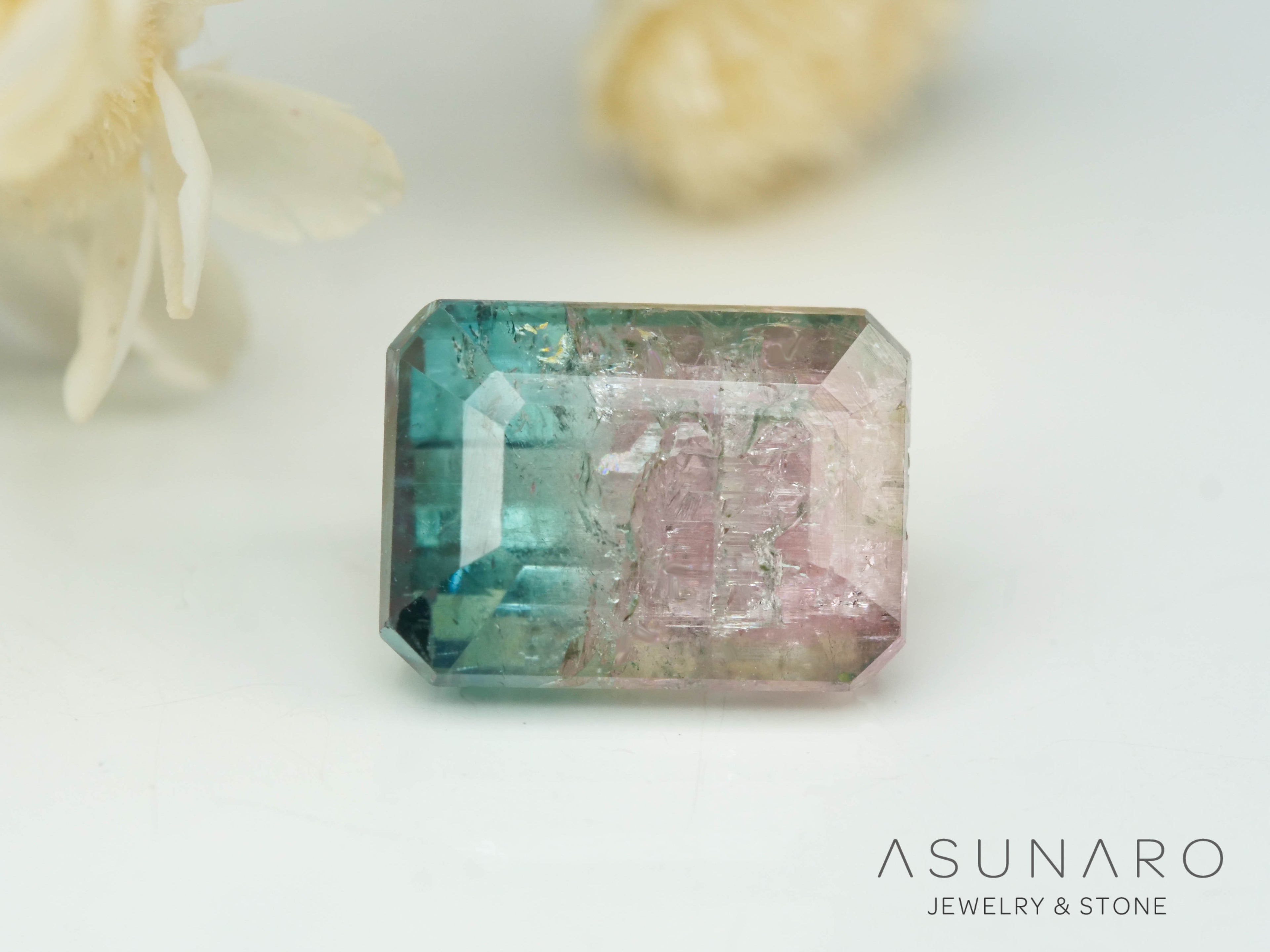 バイカラートルマリン　エメラルドカット　アフガニスタン産　1.19ct【250818-2882】