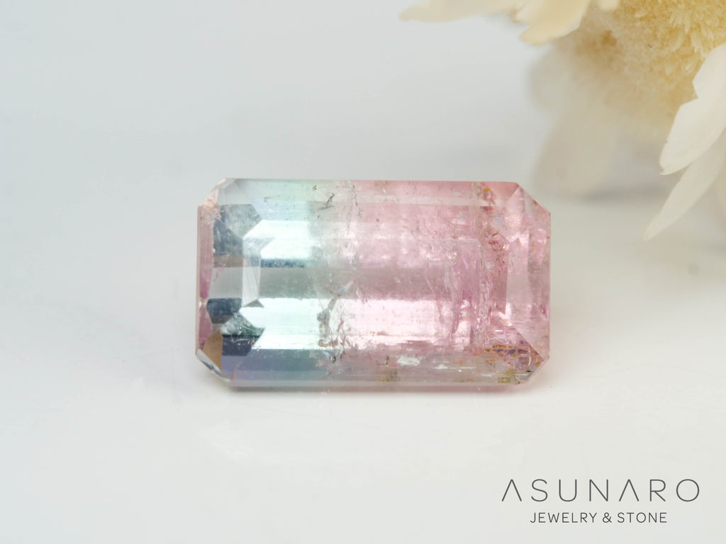 バイカラートルマリン　エメラルドカット　アフガニスタン産　1.02ct【250818-2883】