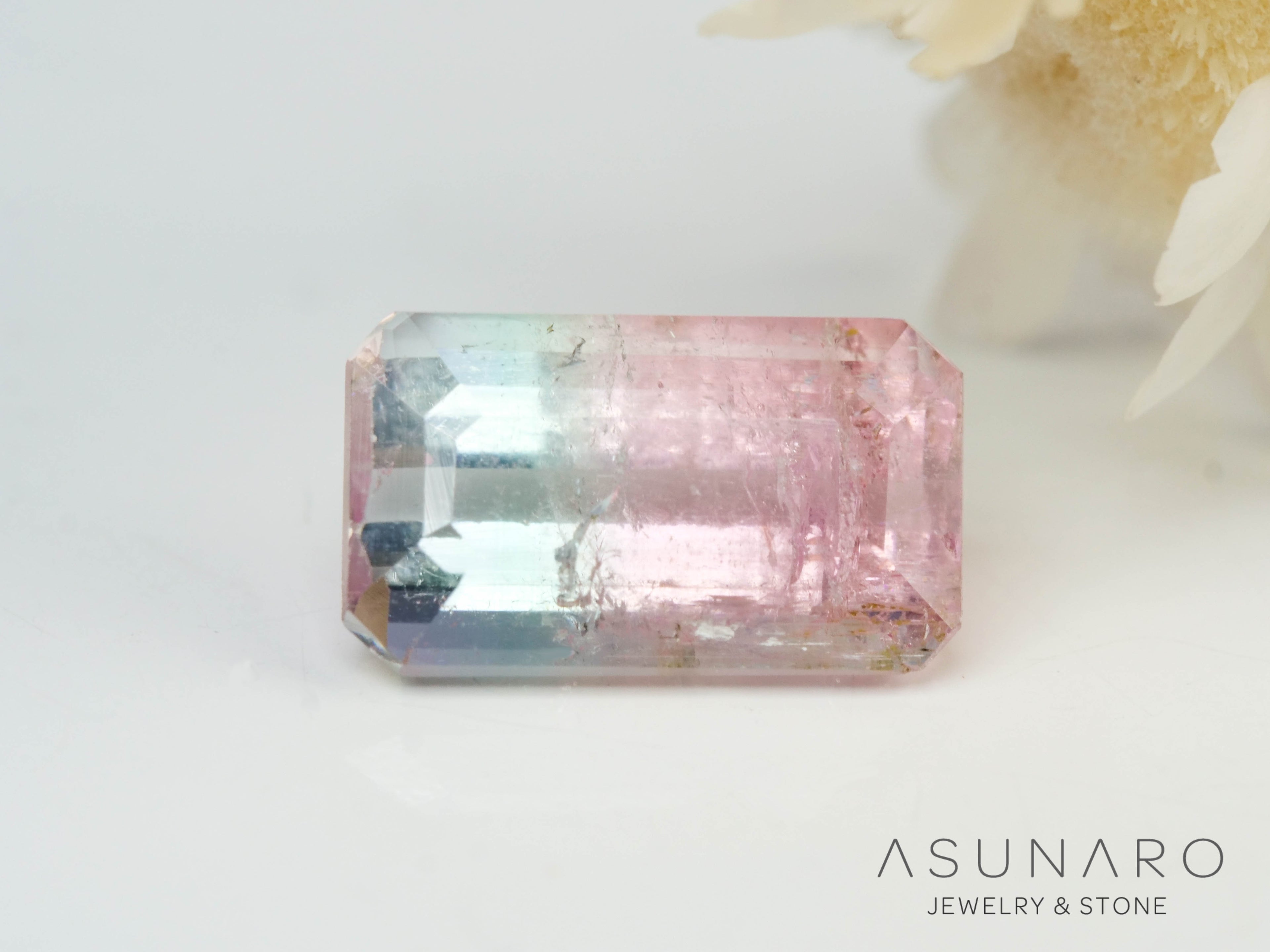 バイカラートルマリン　エメラルドカット　アフガニスタン産　1.02ct【250818-2883】