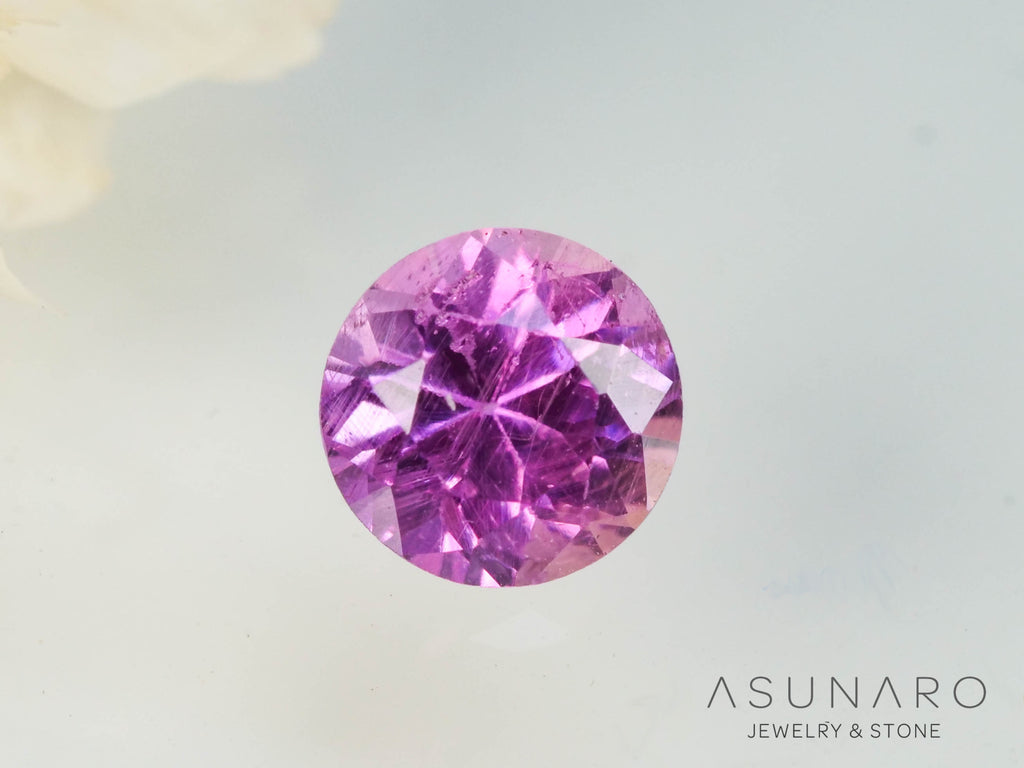 パパラチアサファイア 　ラウンドカット　 スリランカ産　ソ付き　0.19ct【250428-2969】