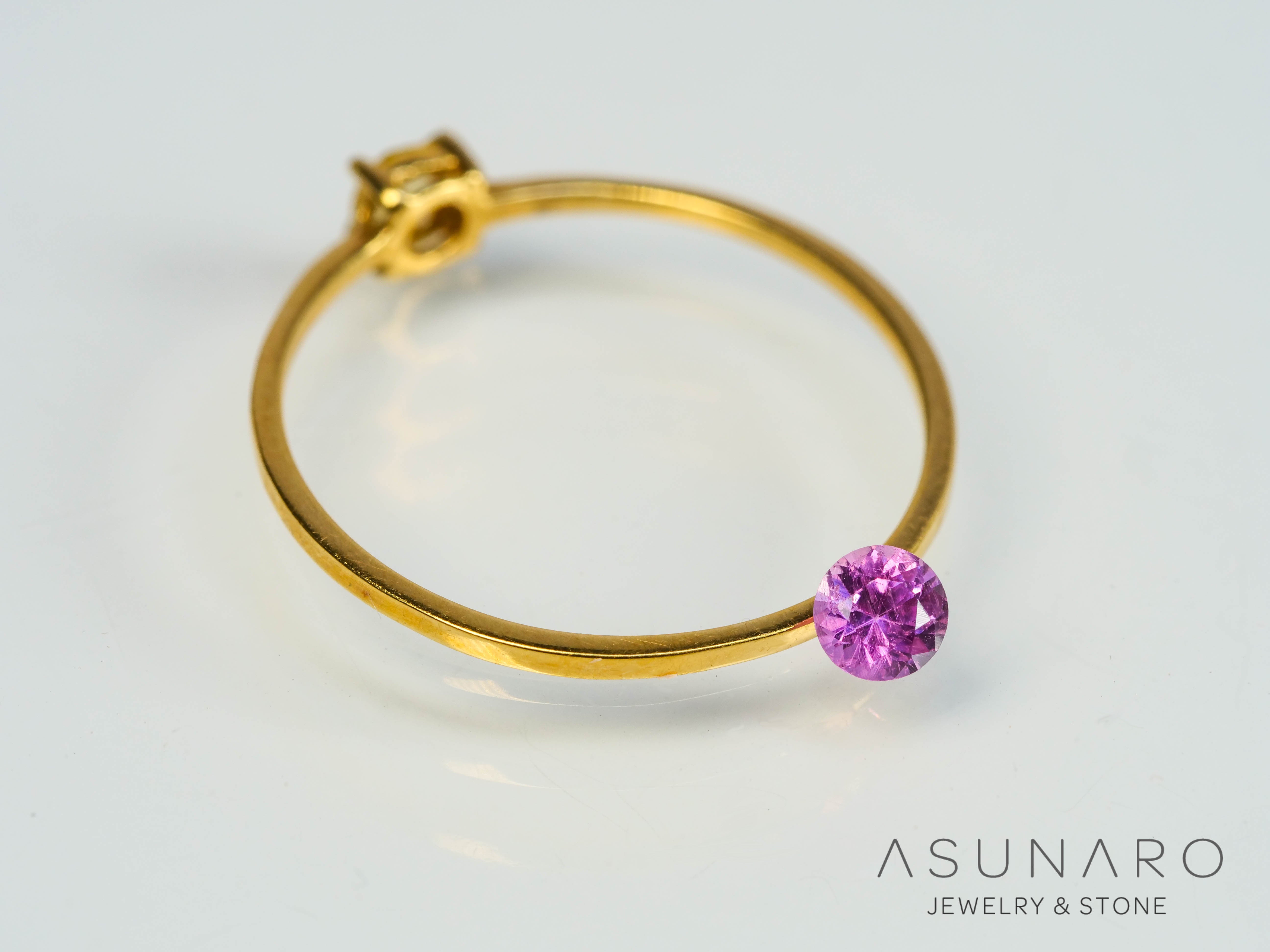 パパラチアサファイア ラウンドカット スリランカ産 ソ付き 0.19ct