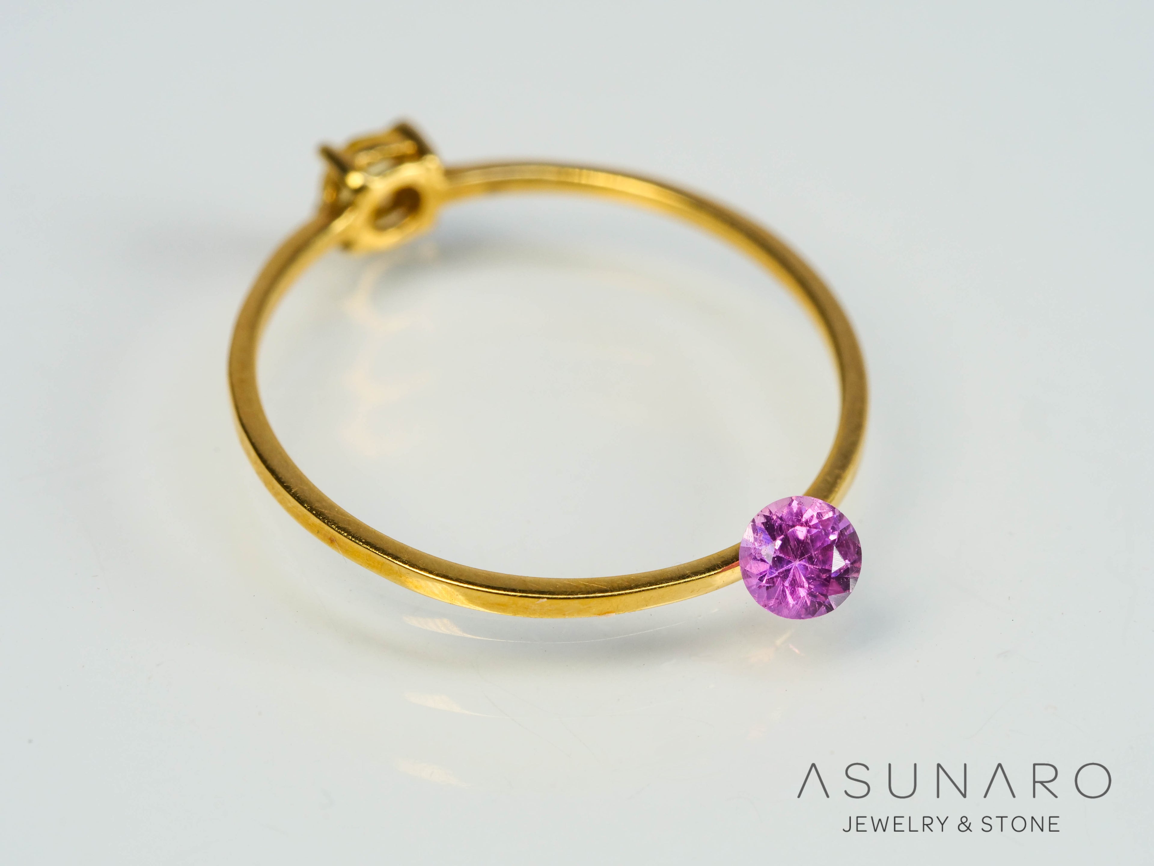 パパラチアサファイア 　ラウンドカット　 スリランカ産　ソ付き　0.19ct【250428-2969】