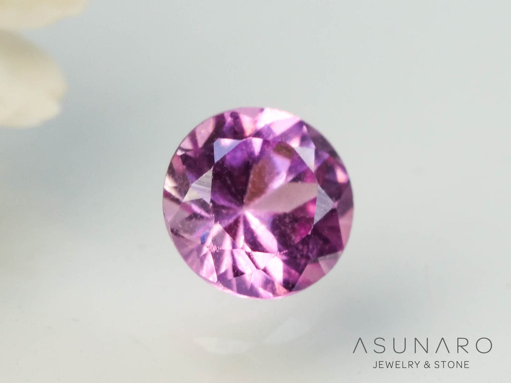 パパラチアサファイア 　ラウンドカット　 スリランカ産　ソ付き　0.21ct【250428-2970】