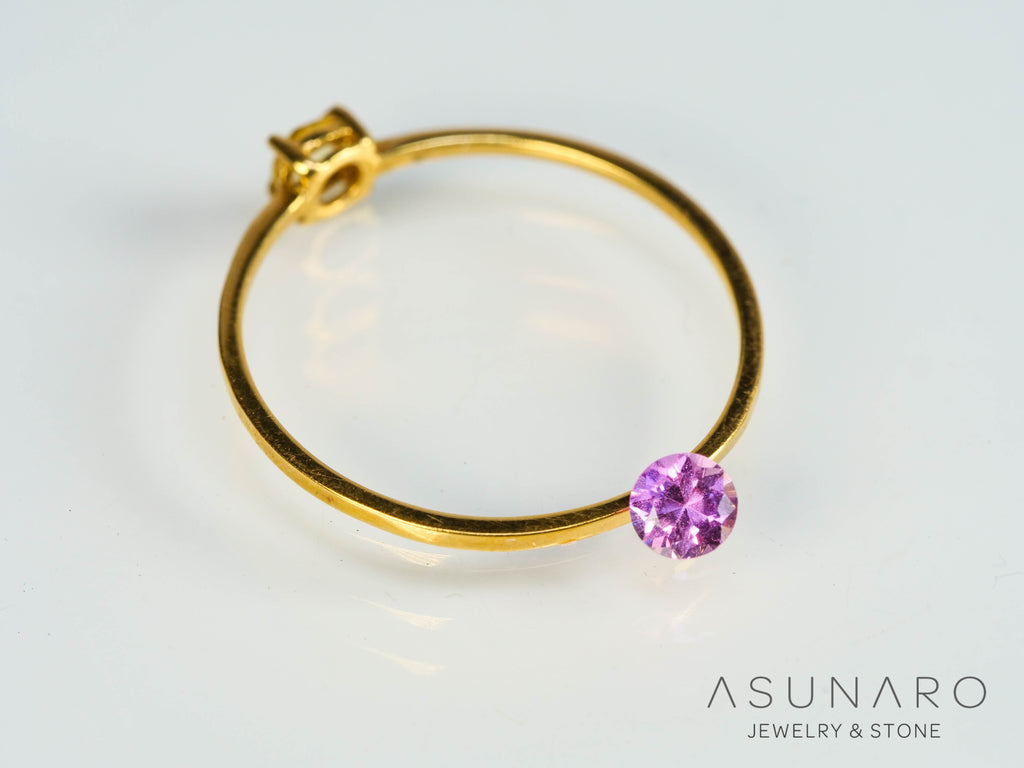 パパラチアサファイア 　ラウンドカット　 スリランカ産　ソ付き　0.21ct【250428-2970】