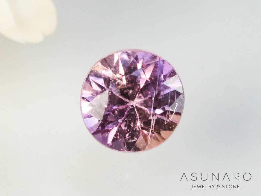 パパラチアサファイア 　ラウンドカット　 スリランカ産　ソ付き　0.17ct【250428-2974】