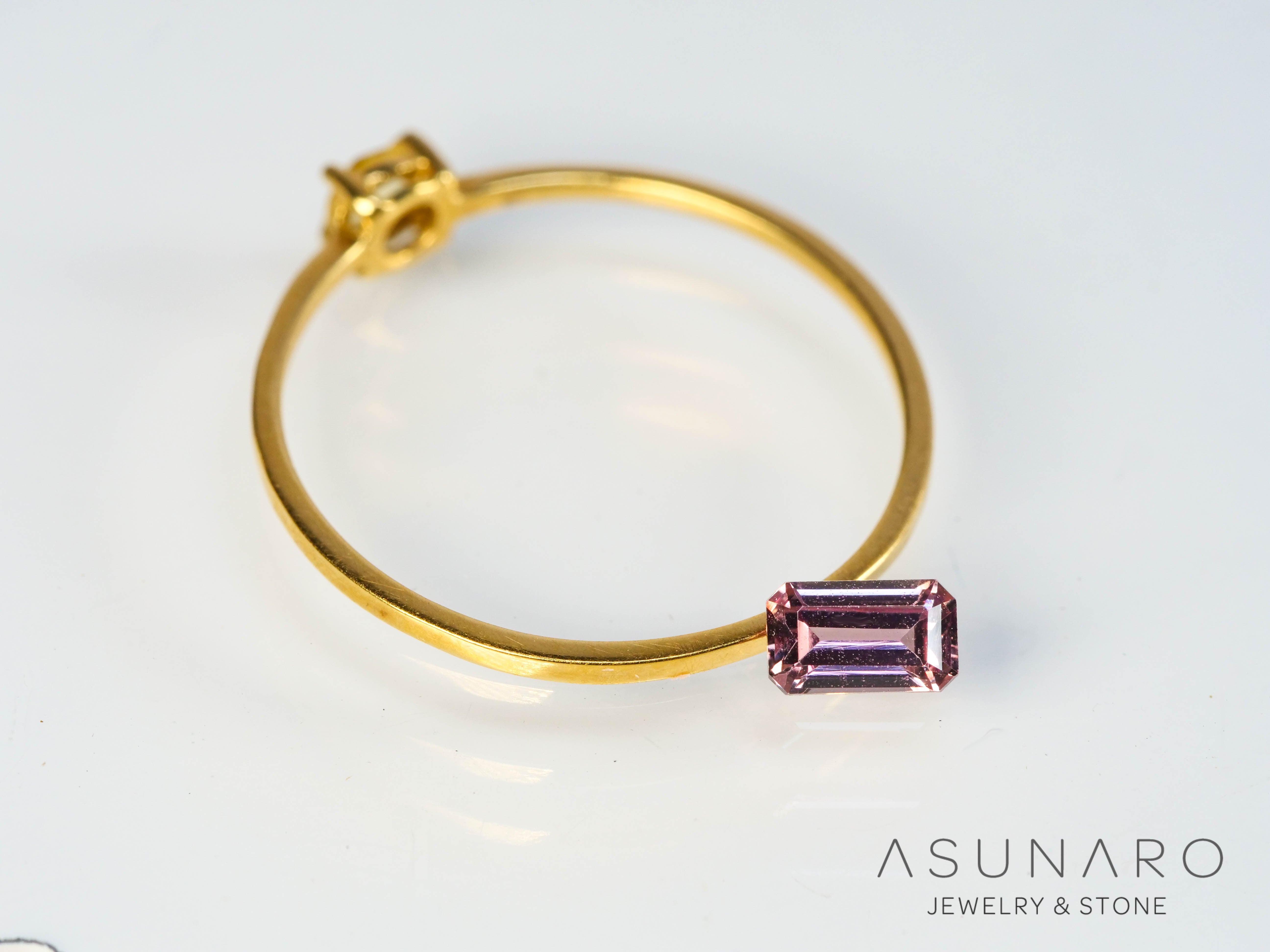 パパラチアサファイア エメラルドカット スリランカ産 ソ付き 0.33ct