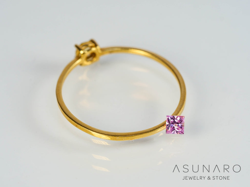 パパラチアサファイア 　プリンセスカット　 スリランカ産　ソ付き　0.10ct【250428-2977】