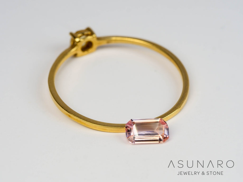 非加熱オレンジピンクサファイア 　エメラルドカット　スリランカ産　0.31ct　【250528-2829】