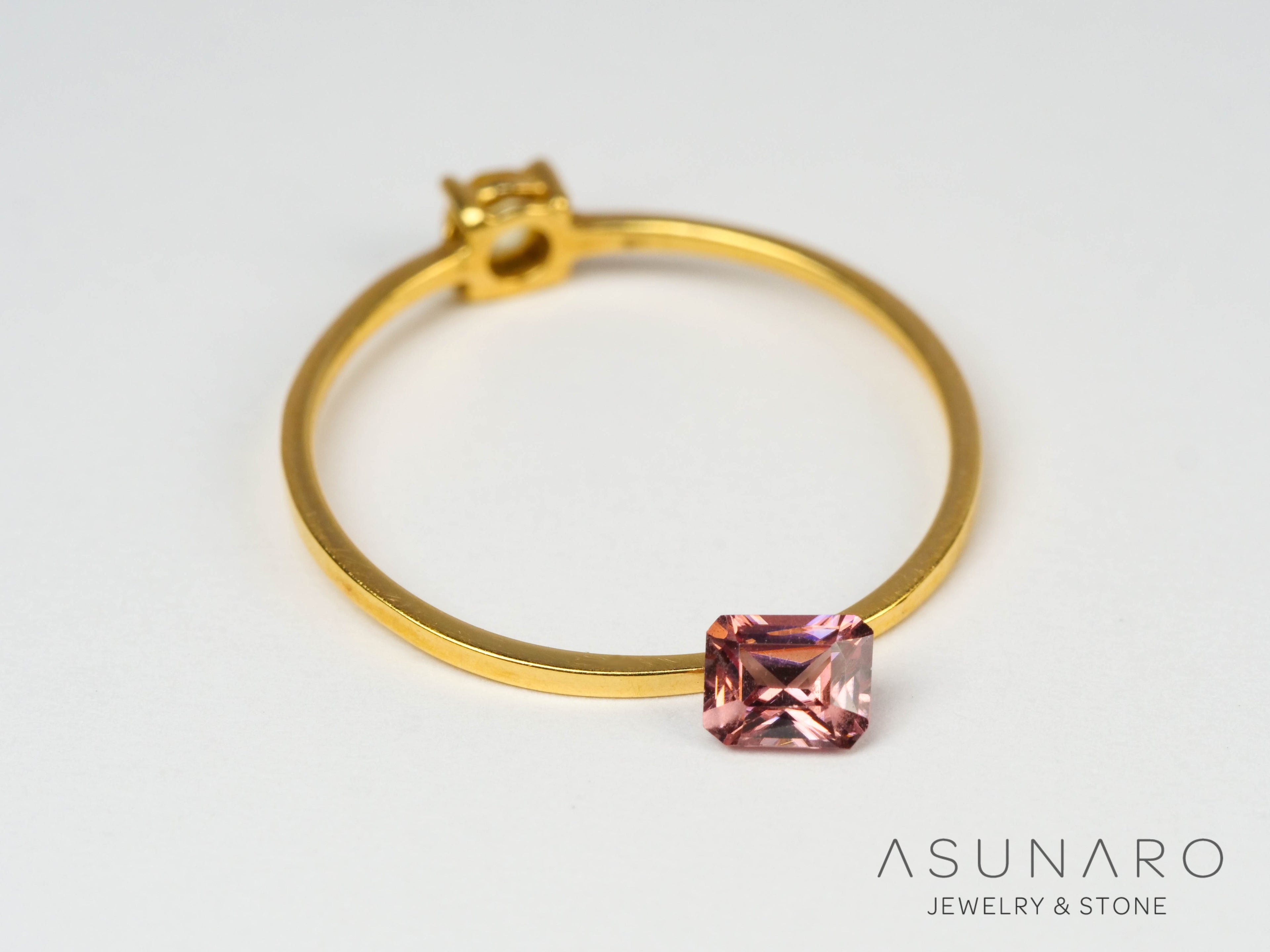 ローズピンクジルコン　エメラルドカット　0.37ct　 タンザニア産 　【250903-3040】