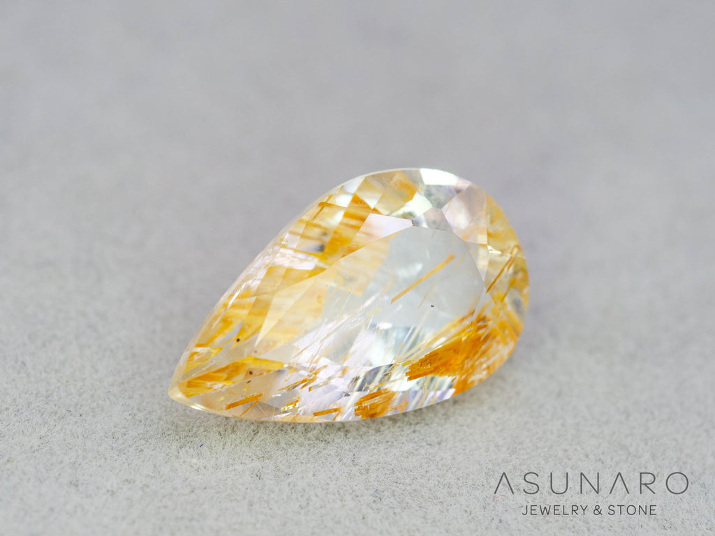 ルチルイントパーズ 　ペアシェイプ　ブラジル産　3.38ct　【251004-3099】