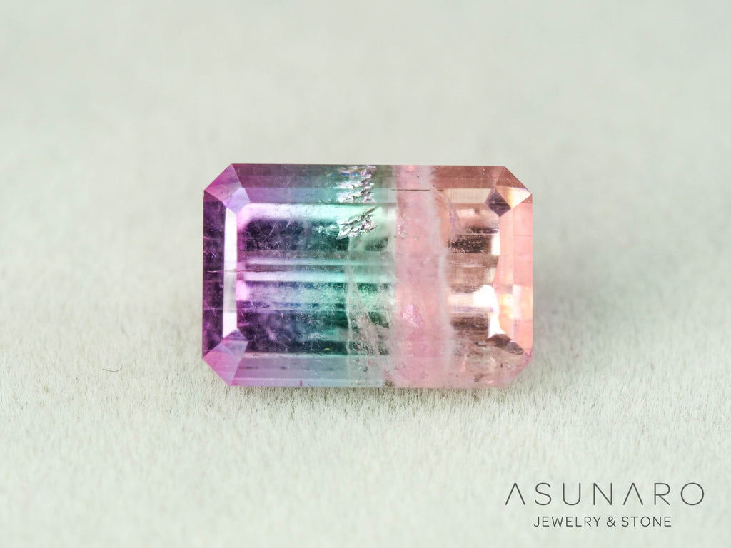 パーティーカラードトルマリン　エメラルドカット　アフガニスタン産　4.04ct【251016-3081】