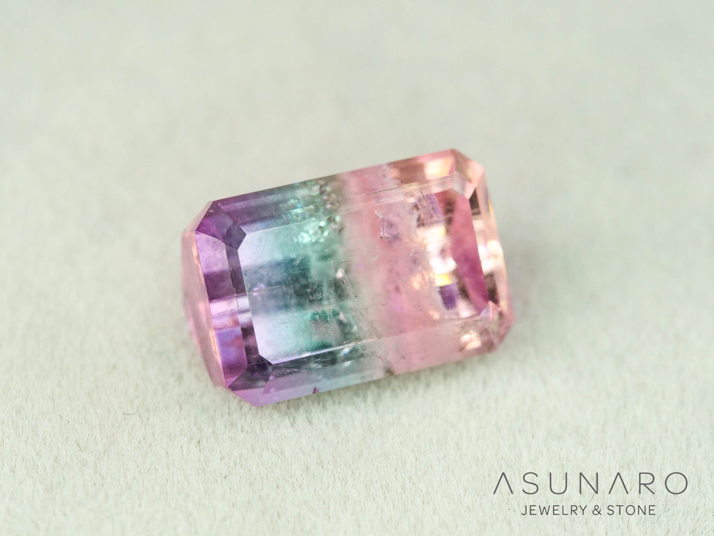 パーティーカラードトルマリン　エメラルドカット　アフガニスタン産　4.04ct【251016-3081】