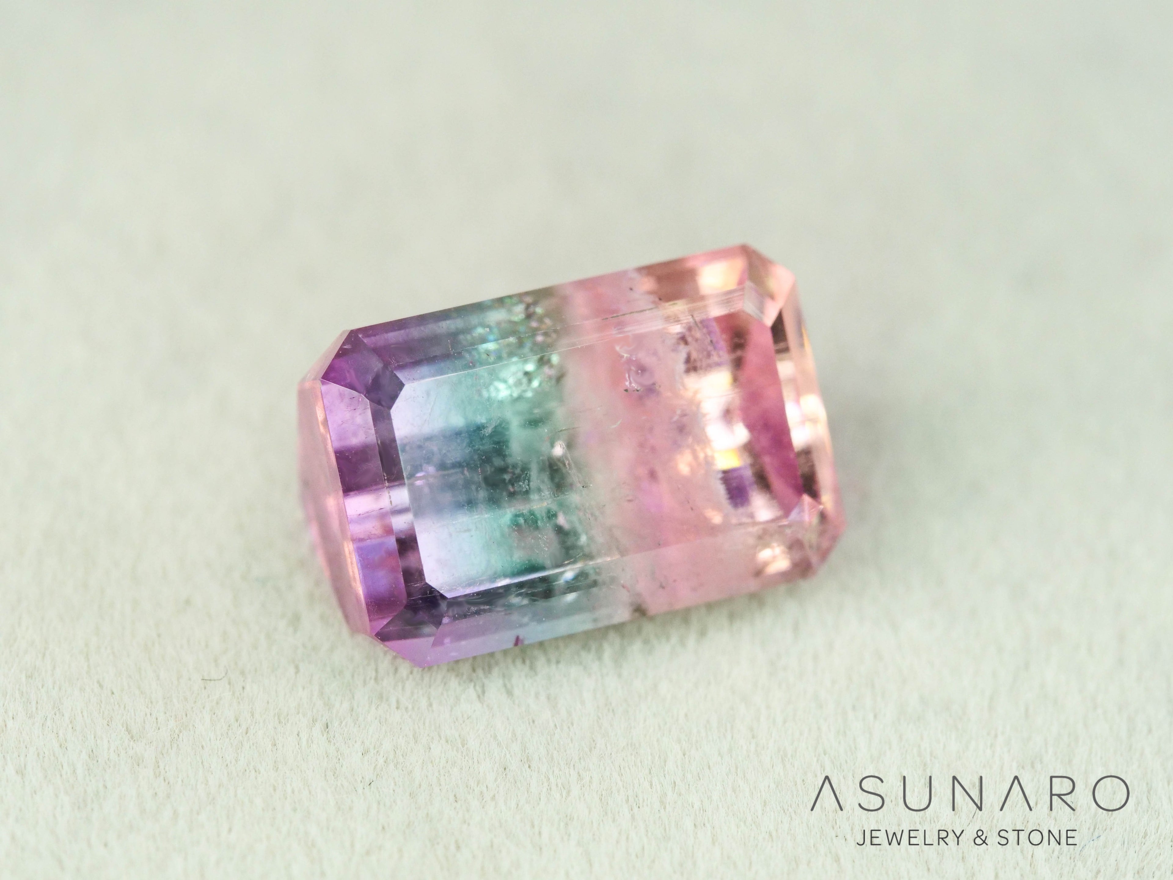 パーティーカラードトルマリン　エメラルドカット　アフガニスタン産　4.04ct【251016-3081】