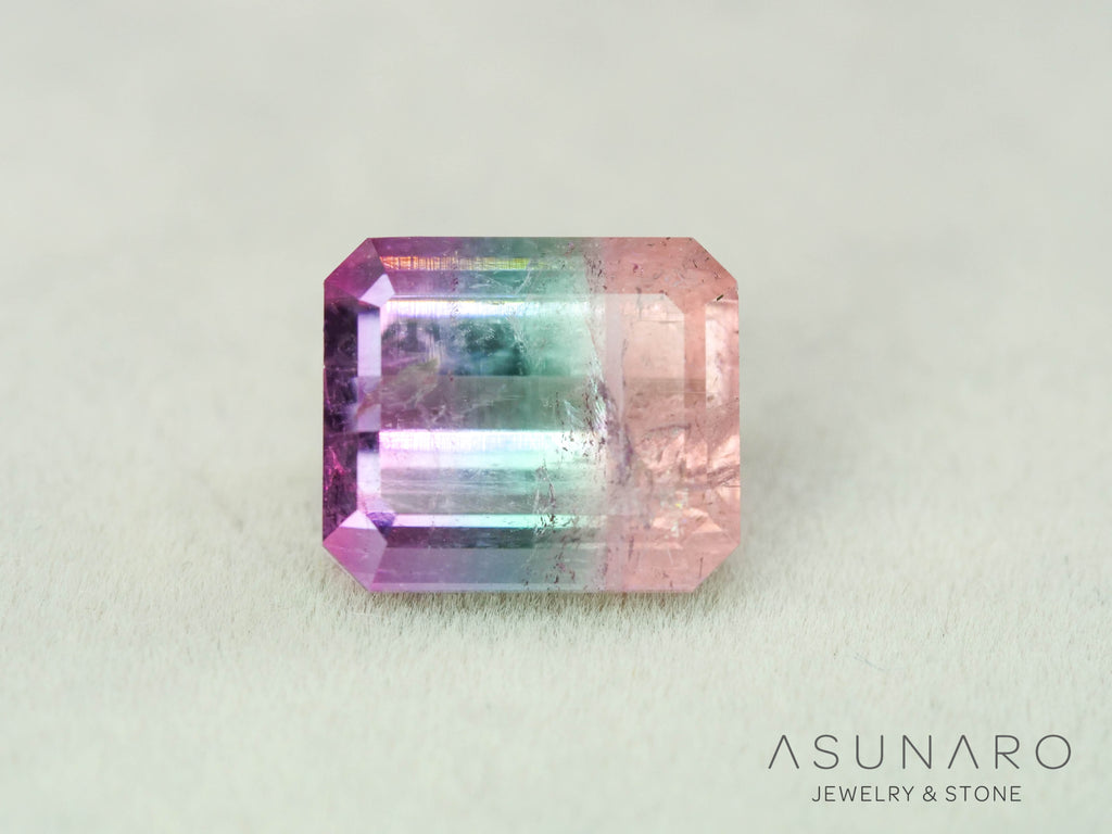 パーティーカラードトルマリン　エメラルドカット　アフガニスタン産　4.27ct【251016-3080】