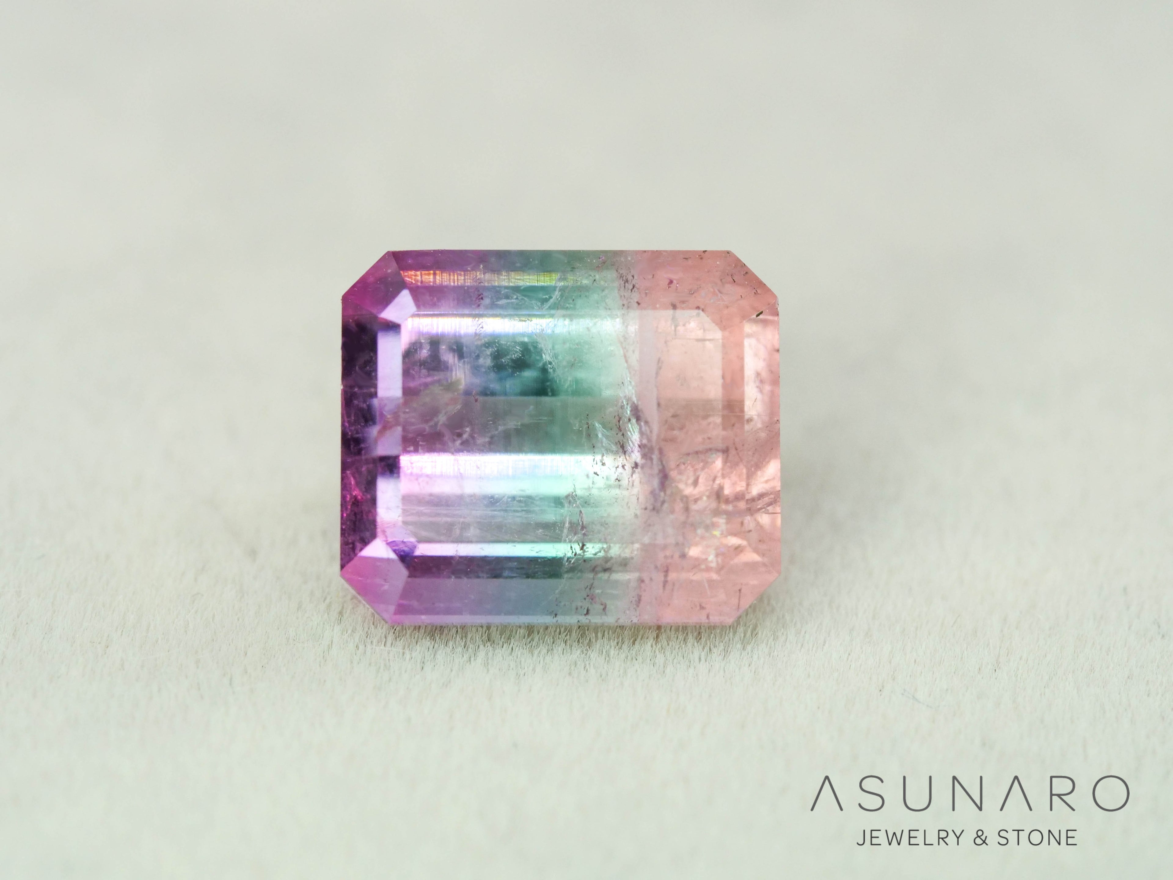 パーティーカラードトルマリン　エメラルドカット　アフガニスタン産　4.27ct【251016-3080】