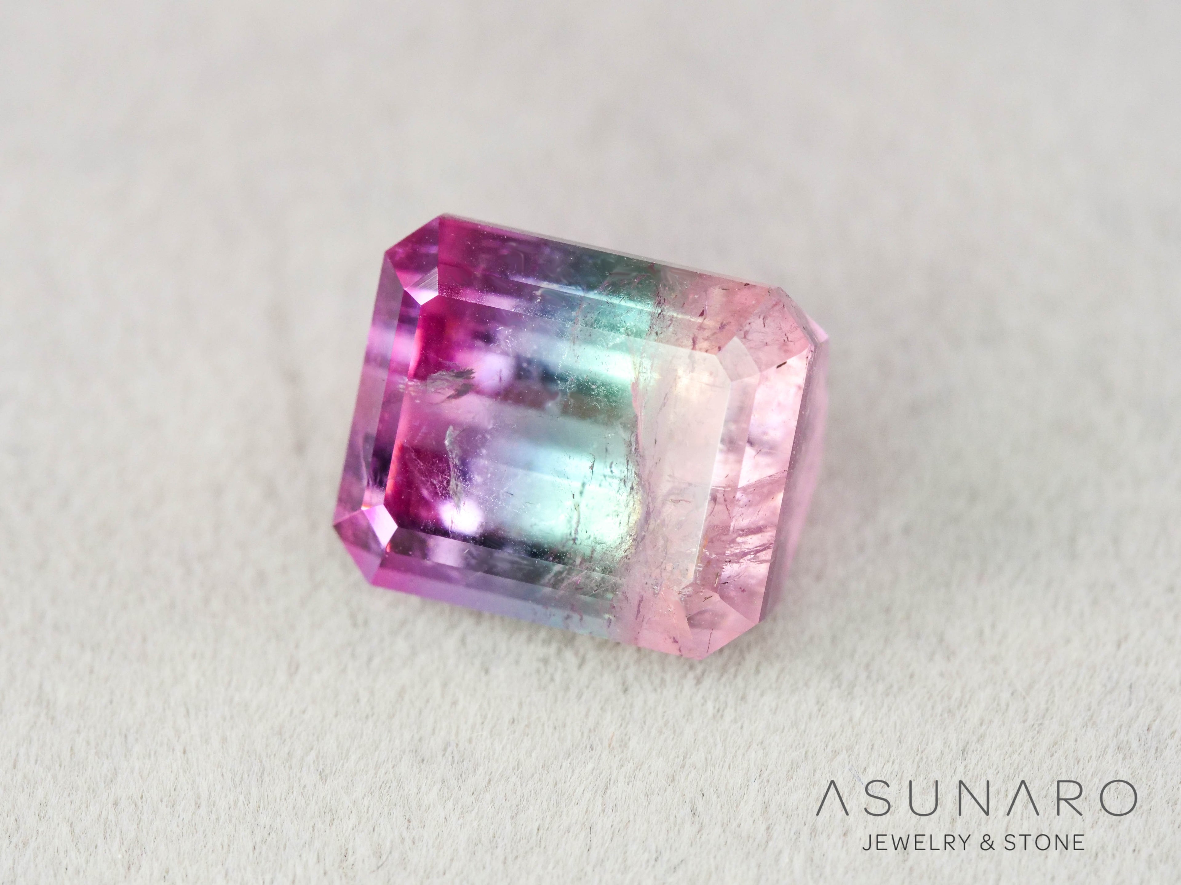 パーティーカラードトルマリン　エメラルドカット　アフガニスタン産　4.27ct【251016-3080】