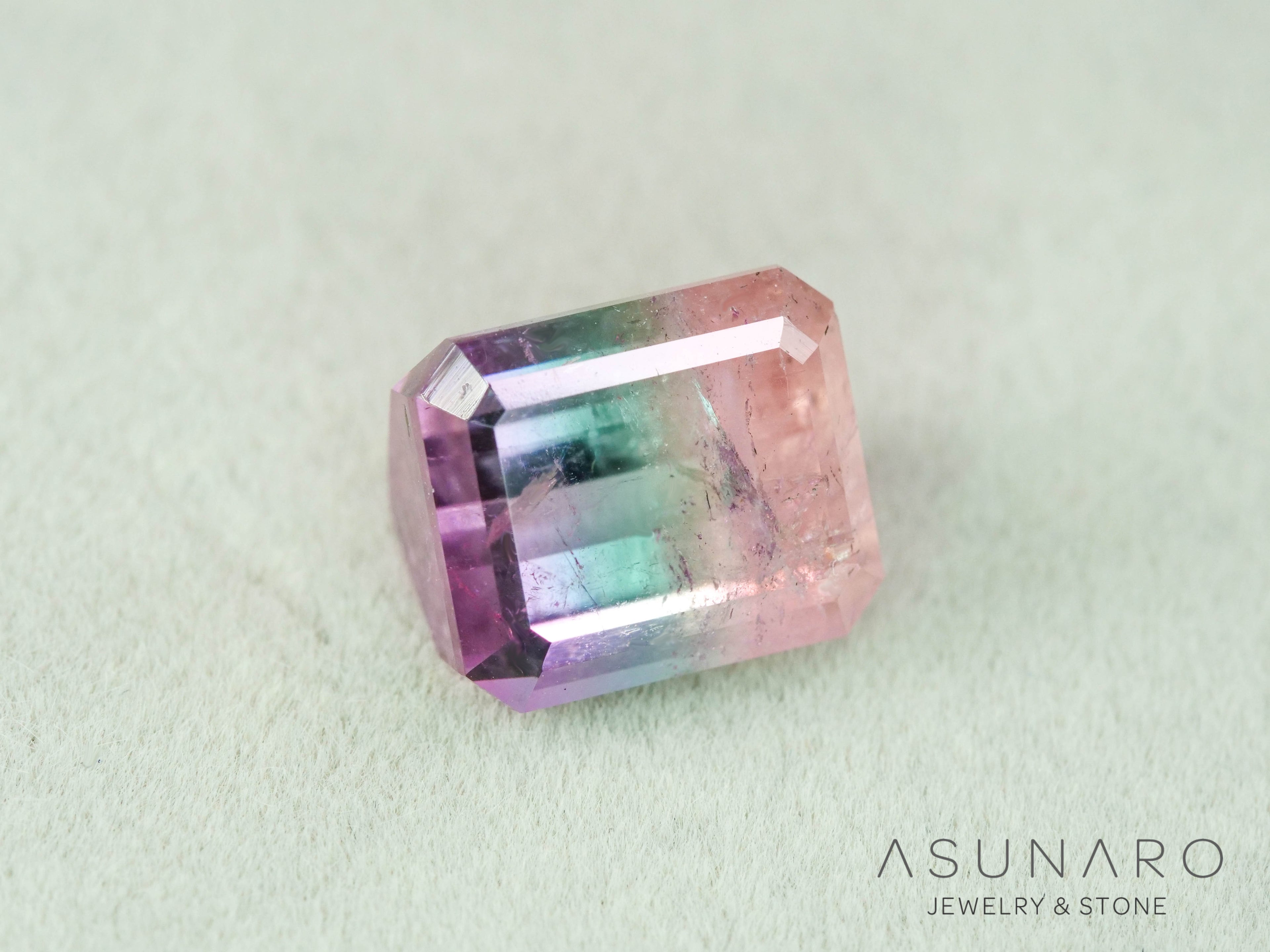 パーティーカラードトルマリン　エメラルドカット　アフガニスタン産　4.27ct【251016-3080】