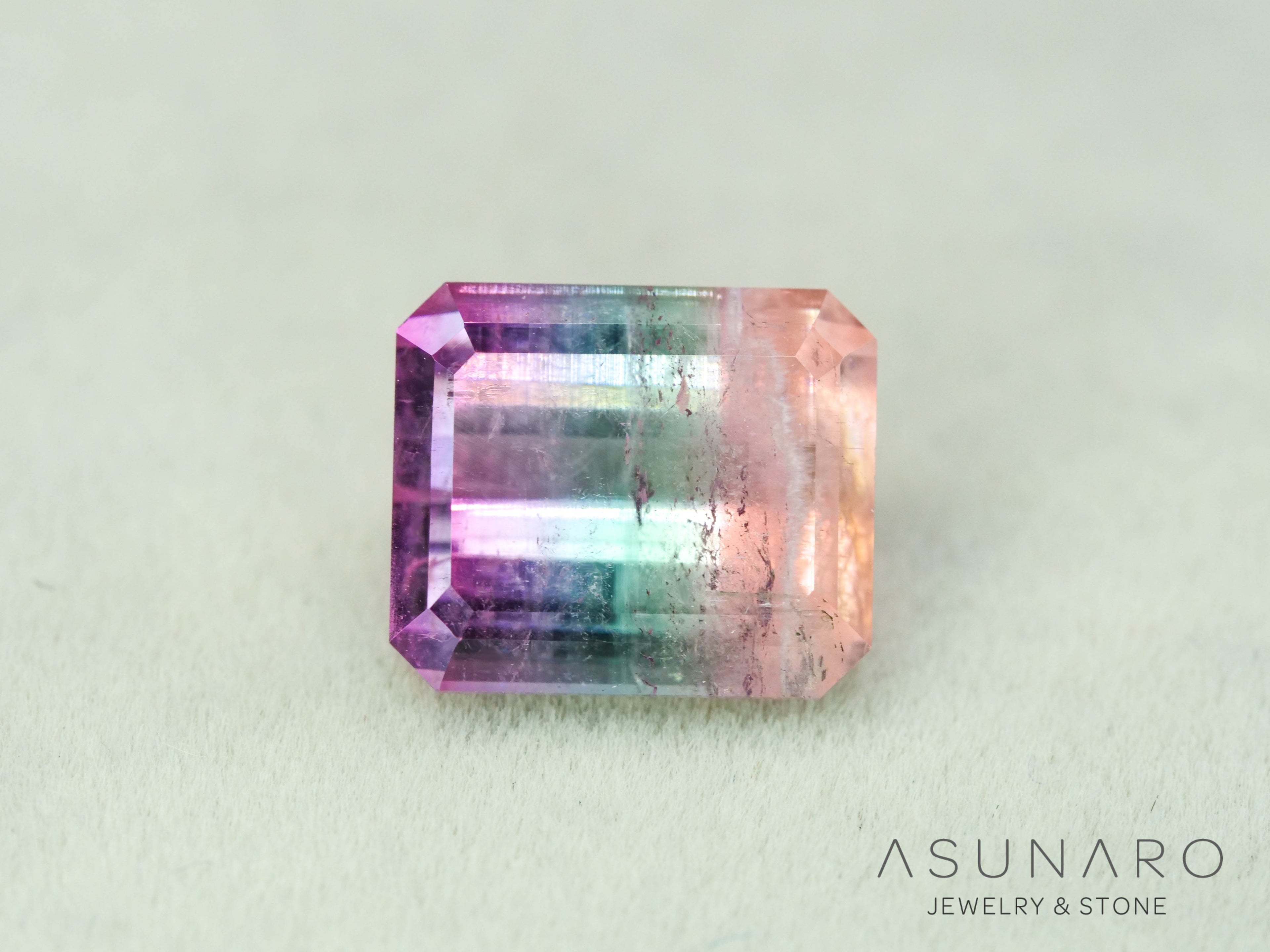 パーティーカラードトルマリン　エメラルドカット　アフガニスタン産　4.25ct【251016-3078】