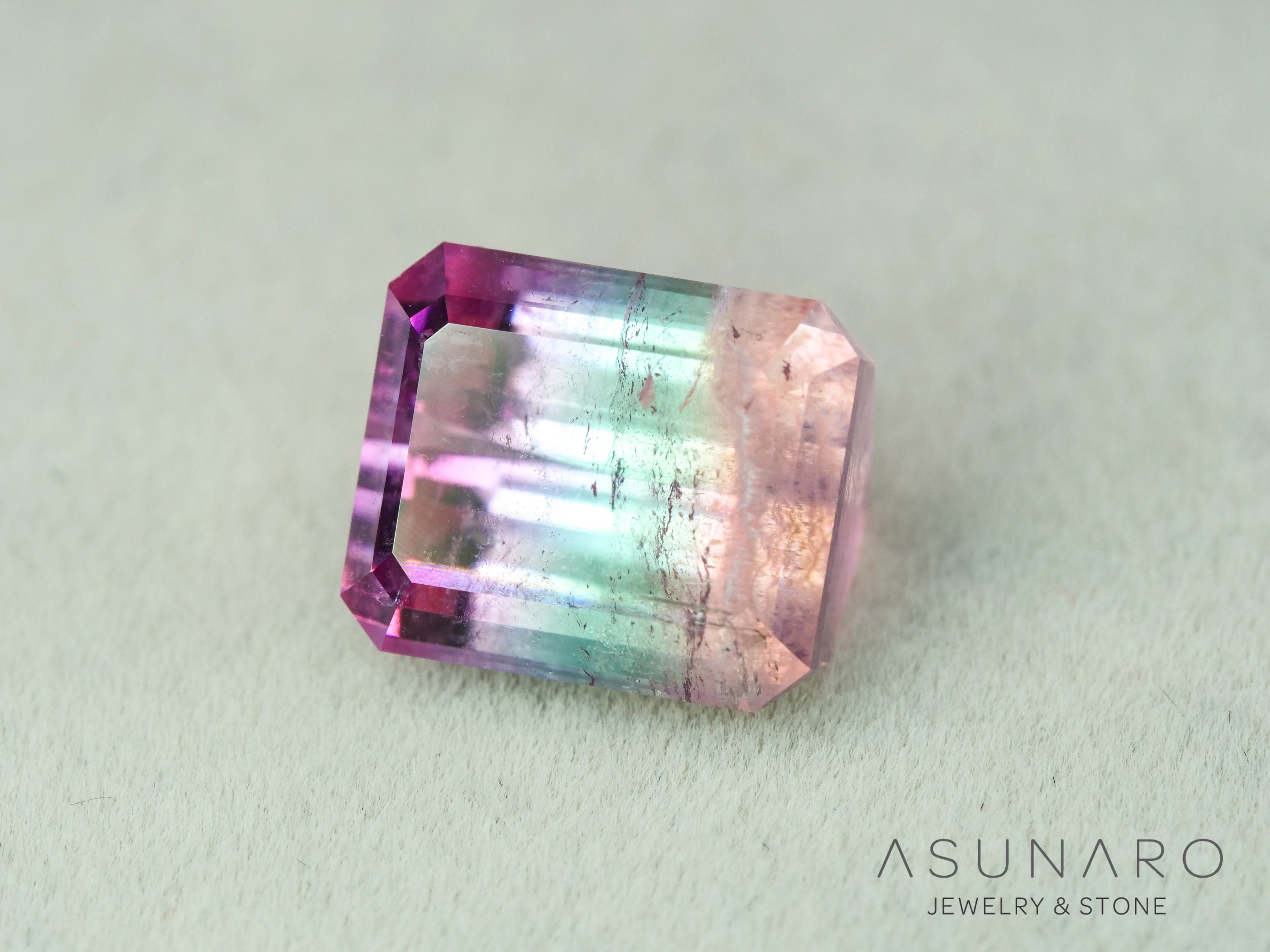 パーティーカラードトルマリン　エメラルドカット　アフガニスタン産　4.25ct【251016-3078】