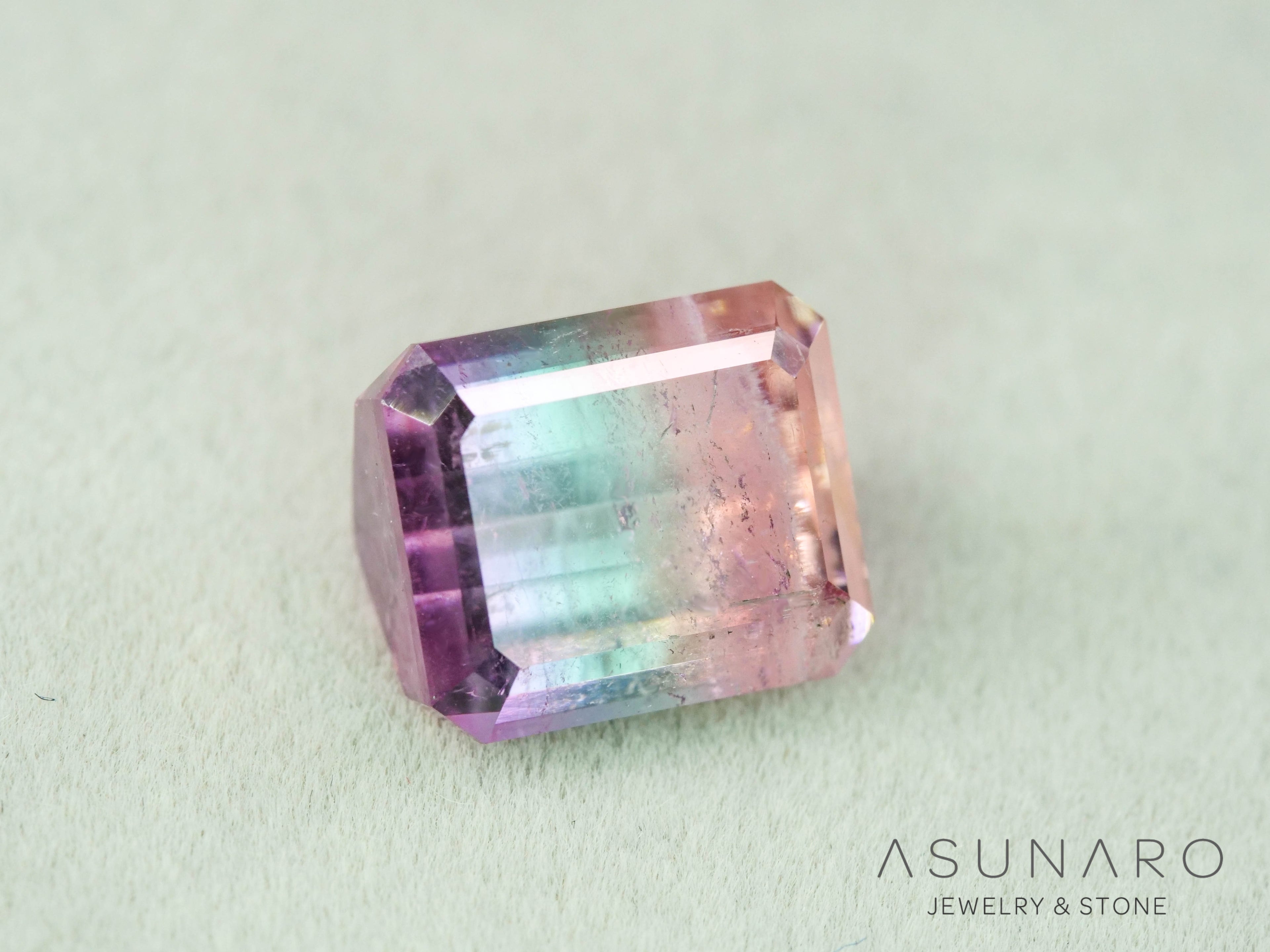 パーティーカラードトルマリン　エメラルドカット　アフガニスタン産　4.25ct【251016-3078】