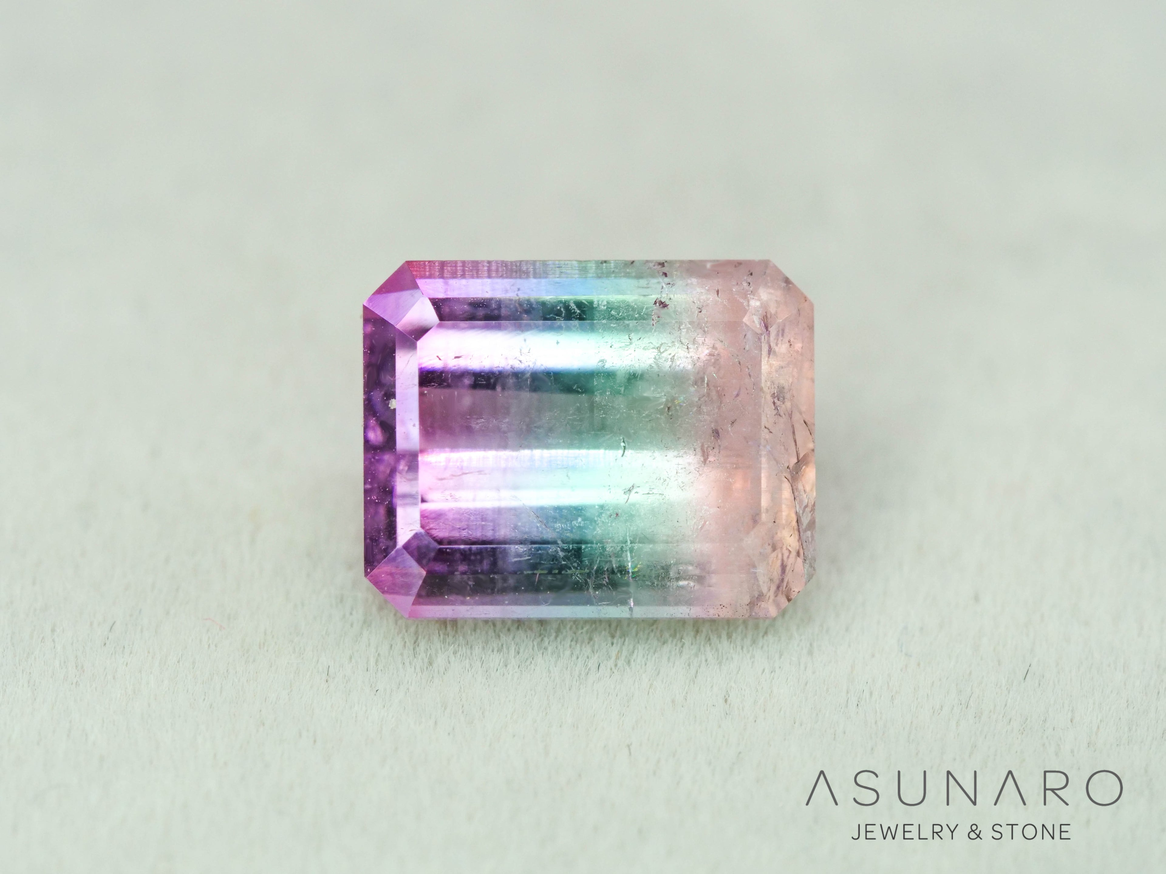 パーティーカラードトルマリン　エメラルドカット　アフガニスタン産　2.71ct【251016-3077】