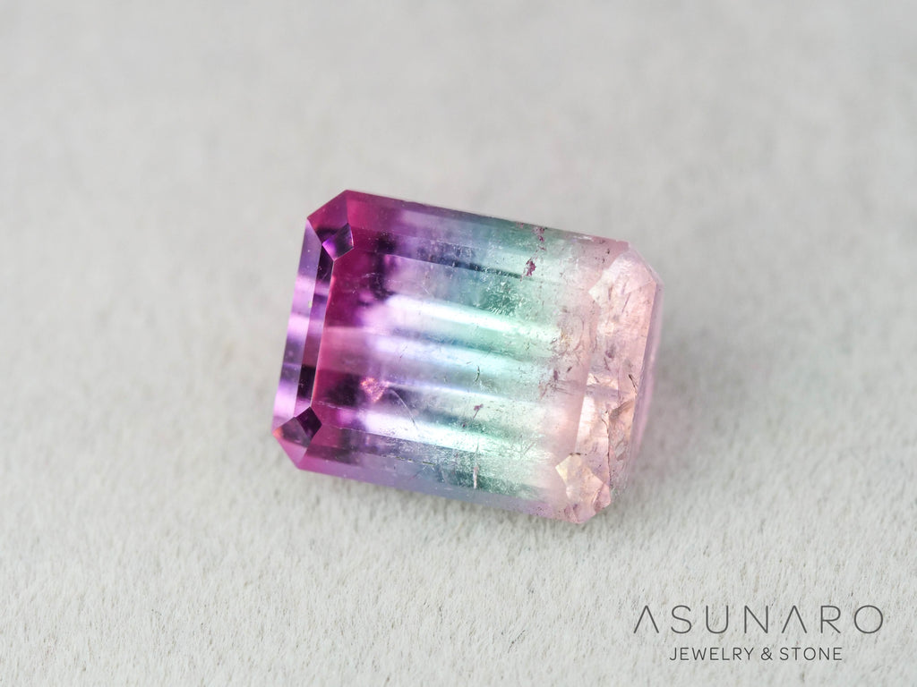 パーティーカラードトルマリン　エメラルドカット　アフガニスタン産　2.71ct【251016-3077】