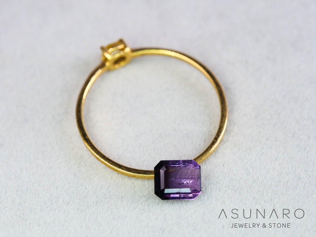 パープルバイカラートルマリン　エメラルドカット　アフガニスタン産　0.53ct【251121-3022】