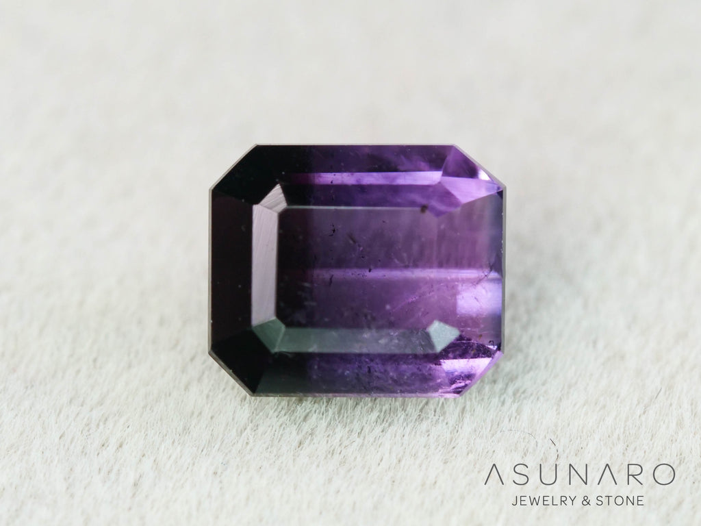 パープルバイカラートルマリン　エメラルドカット　アフガニスタン産　0.78ct【251121-3020】