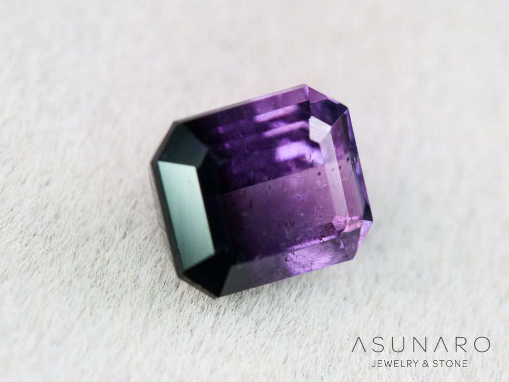 パープルバイカラートルマリン　エメラルドカット　アフガニスタン産　0.78ct【251121-3020】