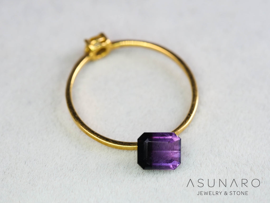 パープルバイカラートルマリン　エメラルドカット　アフガニスタン産　0.78ct【251121-3020】