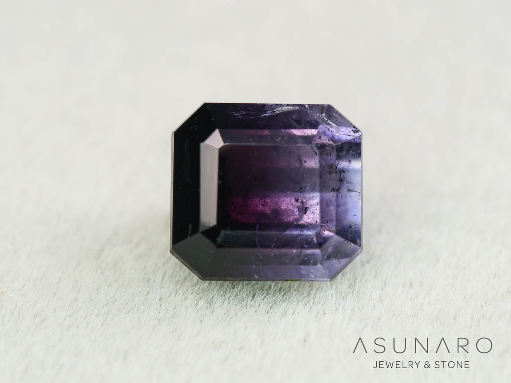 パープルバイカラートルマリン　エメラルドカット　アフガニスタン産　0.99ct【251121-3018】