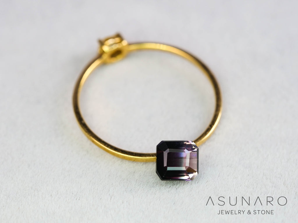 パープルバイカラートルマリン　エメラルドカット　アフガニスタン産　0.76ct【251121-3017】