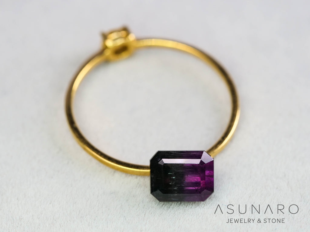パープルバイカラートルマリン　エメラルドカット　アフガニスタン産　1.06ct【251121-3015】