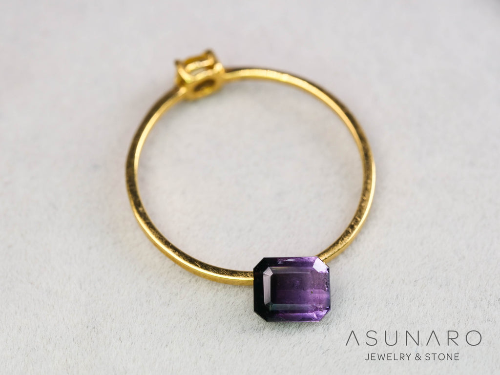 パープルバイカラートルマリン　エメラルドカット　アフガニスタン産　0.58ct【251121-3014】